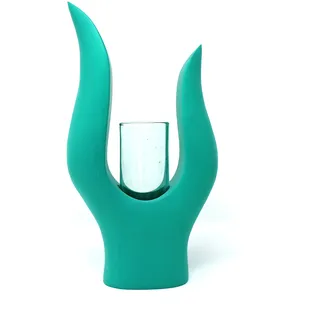 Flamme Deko Holz Vase türkis Dekoartikel Geschenk Weihnachten Advent Design (türkis)