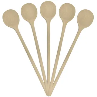 GRILLPLANET Holzkochlöffel Kochlöffel Koch-Löffel 35 cm Set unbehandelt (Hartholz Buchenholz) Back-Löffel, geeignet zum Basteln für Pfannen, Gulaschtopf und Gulaschkessel (Kochlöffel 5 Stück)