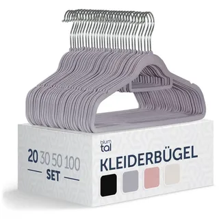 Blumtal Kleiderbügel Samt Grau 20 St.