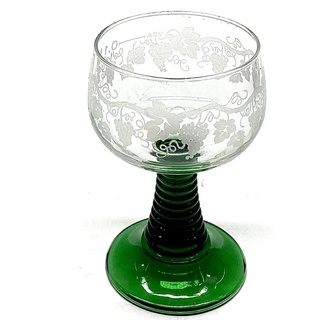 R&B Weinglas, Römer, Glas für Weißwein, mit Reben 100ml, Transparent/ Grün