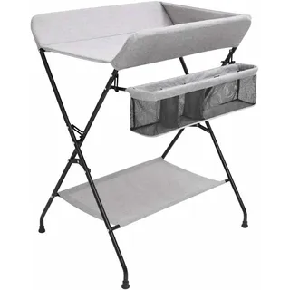vidaXL Wickeltisch mit seitlichen Staufächern Zusammenklappbar Wickelauflage Kommode Mulde Unterlage Wickeln Baby Kinder Hellgrau Eisen