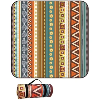Hearda Bohemian-Stil Faltbar Picknickdecke, Picknickdecke Wasserdicht Isoliert Sandfrei, Outdoor Groß Klein Strandmatte, für Picknick, Strand Camping Teppich (Braun,100x150cm)