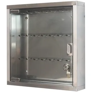 Schlüsselkasten Modern Klein Home Wandmontierter Edelstahl 24 Tasten Schlüsselbox, Office Transparent Und Sichtbar Schlüsseltresor, Art Der Tastensperre (Color : Silver-Without Label, S : 24-Keys)