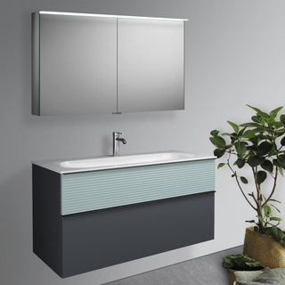 Burgbad Fiumo Badmöbel-Set Waschtisch mit Waschtischunterschrank und Spiegelschrank, SFXV122F3958FOT55C0001G0200