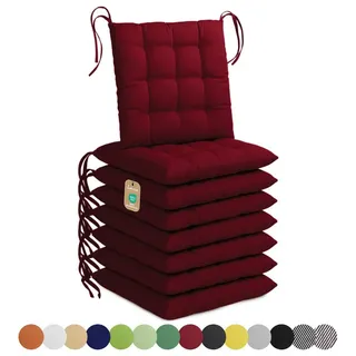 Lavea Stuhlkissen Lavea® Sitzkissen & Stuhlkissen 40x40 cm – 4er/8er Set, 40x40x3 cm, mit Stoffbändern, Indoor & Outdoor, für Garten & Balkon rot