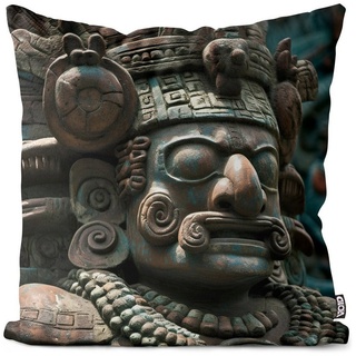 Kissenbezug, VOID (1 Stück), Azteken Gottheit Statue Mexiko reise urlaub mexiko gott statue touris bunt 60 cm x 60 cm