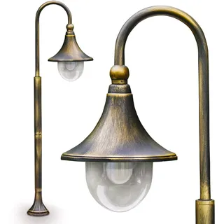 HOFSTEIN Außenleuchte Elgin, Außenstehleuchte in antikem Look aus Metall/Kunststoff in Braun/Gold/Klar, Wegeleuchte 120 cm im Landhaus-Design für Garten, Außenbereich, Hof, Terrasse, E27, IP44
