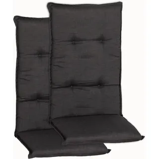 NYVI Gartenstuhl Auflagen Hochlehner 2er Set Barcelona - UV-Beständig, Atmungsaktiv, Strapazierfähig - Hochlehnerauflagen Sitzkissen Outdoor - Sitzauflagen für Gartenstühle 118x50cm Dunkelgrau