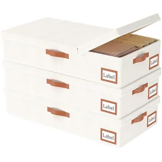 3 Sacchetti Sotto Letto Pieghevoli Con Finestra Trasparente - Organizzatore Per Coperte E Vestiti, 60x30x15cm, Beige - Foto 9