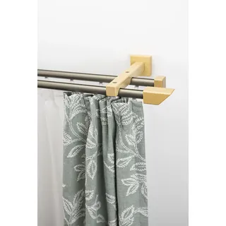 GARESA Gardinenschiene GARESA "Cubus, Quadros Innenlauf", beige (natur, chromfarben), L:440cm, Gardinenstangen, Gardinenschiene, Innenlauf-Vorhanggarnitur, verlängerbar, Holz-Aluminium