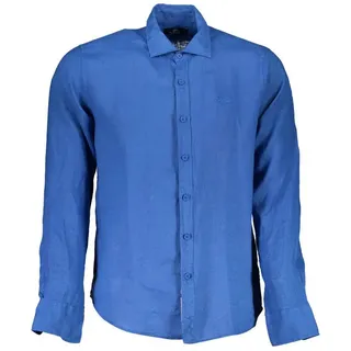 La Martina Langarmhemd Elegantes Herrenhemd Blau - Langarm, Stickerei, Regular Fit S
