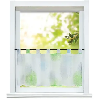 ESLIR Scheibengardine Küche Bistrogardine Modern Gardinen Kurz Grün 45x90 | Transparent,Kurzgardine mit Schlaufen,Vorhänge Voile,1 Stück,Küchengardinen,Kurzstores landhaus,Fenstergardine