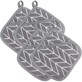 Csparkv - 4 Stück rutschfeste Küchen-Topflappen aus Silikon-Baumwolle, Anti-Hitze-Ofenhandschuh, quadratischer Topflappen zum Kochen und Gebäck, Grau
