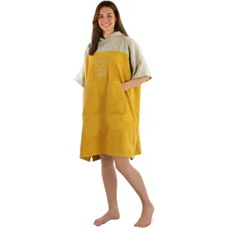 normani Erwachsenen Frottee Badeponcho aus Bio-Baumwolle für Herren und Damen - Strand Umziehhilfe Baumwoll Badehandtuch Surfer Poncho Farbe Beige/Gelb Größe 174-199 cm