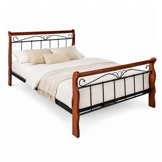 Homestyle4u Metallbett 160 x 200 cm Schwarz