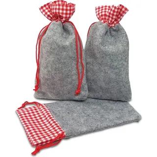 Frau WUNDERVoll® Frau WunderVoll Adventskalender 12 Filz-Säckchen rot/grau 20 x 12 cm