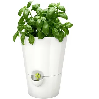 Emsa 514244 Kräutertopf für frische Kräuter, Selbstbewässerung, Wasserstandsanzeiger, Ø 13 cm, Weiß, Fresh Herbs