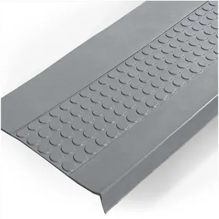 ANRO Stufenmatte Stufenschutz aus Gummi Treppenschutz Treppenmatte, Eckig, mit Coins/ Noppen Größe 30x150cm - rutschischer & anpassbar grau 30 cm x 150 cm