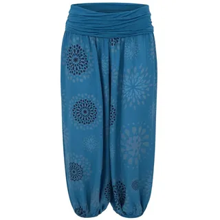 malito more than fashion Haremshose malito Damen Capri Hose mit Print, Haremshose zum Tanzen, Pumphose kurze Pluderhose in modischen Farben Einheitsgröße blau 34-42