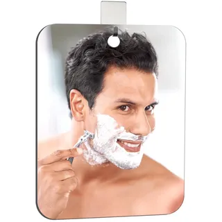 LeKuni Fogless Duschspiegel 25x20 cm, Spiegel Dusche mit 1 Klebehaken, Rasierspiegel für Dusche Campingspiegel Kinderspiegel Bad hängespiegel Klein Rahmenlos, Bathroom & Bad Mirror