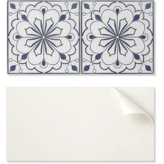 Selbstklebende Platte Mit Grafik Für Esszimmer, Pvc, 100 X 50 Cm, Florales Keramikmuster