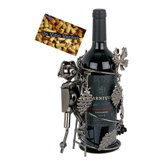 BRUBAKER Weinflaschenhalter Winzer am Rebstock Flaschenhalter, (inklusive Grußkarte), Metall Skulptur, Wein Geschenk, Weinhalter silberfarben