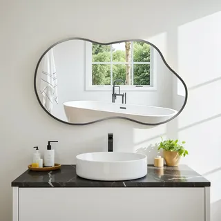 Clevich Spiegel Asymmetrisch 50 x 91cm Rahmen Alu, HD Glas Wandspiegel