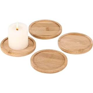 umorismo 4 Stücke Kerzenteller Holzplatte Holz Kerzenteller für kerzenhalter Runde Untersetzer für Kerzen, D 7.8 cm Kerzen Dekoteller für Kerzen Kerzenständer für Hochzeit Haus Dekotablett