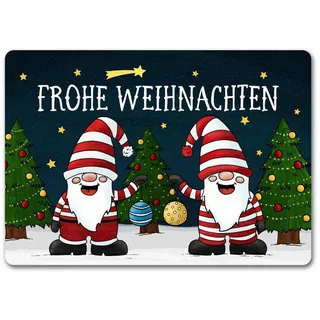speecheese Fußmatte Frohe Weihnachten Fußmatte ohne Rand mit Wichtel Motiv