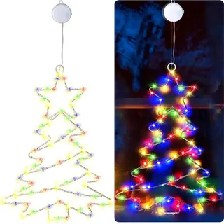 1x Fensterdeko Weihnachtsdeko Weihnachten Hängend Beleuchtet Innen Fenster, Led Weihnachtsbaum Lichter Weihnachtsbeleuchtung Fensterbeleuchtung, Bunt