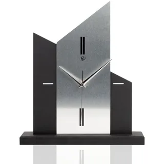Kreative Feder Standuhr Standuhr „Church“ aus Holz, schwarze Tisch-Uhr mit Applikation; Größe ca. 34,5x30x5cm silberfarben