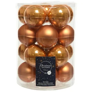 Decoris Weihnachtskugeln Glas 6cm x 20 Stück Christbaumkugeln Bernstein