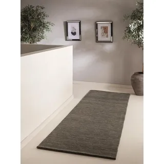 benuta Wollteppich Jamal, rechteckig, Höhe: 6 mm, Wolle, Teppich Wohnzimmer, Schlafzimmer, Esszimmer, Flur, Hygge grau rechteckig | 80 cm x 300 cm x 6 mm