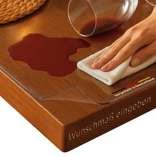 diconfa Tischfolie glasklar 1,5mm - FREI WÄHLEN: Länge, Breite, Eckenform - Kante 45° - transparente Tischauflage Folie Made IN Germany durchsichtige Tischdecke (21 bis 30cm x 21 bis 30 cm)