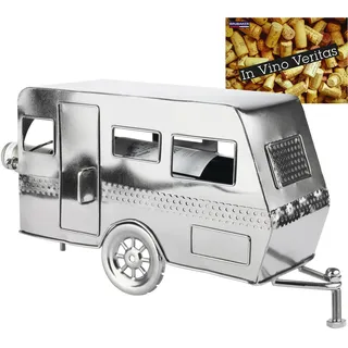BRUBAKER Weinflaschenhalter Wohnwagen - Metall Flaschenhalter Camping - Wein Geschenk für Camper - Flaschenständer Dekoration mit Grußkarte
