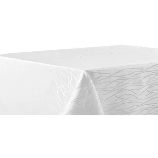 texpot Tischdecke 90 x 90 cm Weiß Streifen bügelfrei Tischtuch fleckabweisend