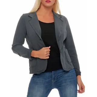 malito more than fashion Jackenblazer malito Damen Blazer klassisch, Sakko im Basic Look, Kurzjacke mit Sweat Blazer Jacke in Used Look Optik grau L