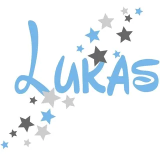 Türaufkleber mit Namen 73064-29cm-tricolore-lichtblau-dunkelgrau-grau, mit Sternen, fürs Spielzimmer Jungenzimmer, Kinderzimmer Jungen, Wandtattoo Wunschname