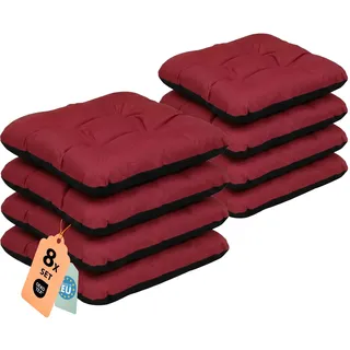 Outdoor Sitzkissen Stuhlkissen - 8er Set - 45 x 45 cm - Made in EU, Wasserdichtes & UV-beständig Gartenkissen - Stuhlauflage Stuhlpolster für Balkonstühle - Bordeaux