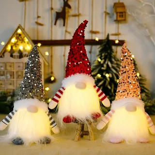 ACAREY Weihnachtsdeko 3 Stück Weihnachten Deko Wichtel mit LED Licht, Weihnachtsdeko Amerikanisch, Schwedischen Weihnachtsmann, Weihnachtsschmuck Wichtel Geschenke für Kinder Wohnkultur Weihnachten