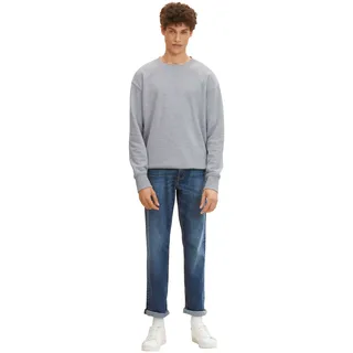 5-Pocket-Jeans TOM TAILOR "MARVIN", Herren, Gr. 40, Länge 34, blau (used mid stone), Denim/Jeans, Obermaterial: 98% Baumwolle, 2% Elasthan, straight fit, Jeans 5-Pocket-Jeans, mit kleinem Logo-Print