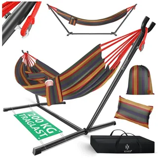 Kesser KESSER® Hängematte LAKE mit Gestell Doppelhängematte für 2 Personen-Stabiler Rahmen 200kg Belastbarkeit Indoor & Outdoor XXL Hängesessel Doppel Mehrpersonen Garten Pool Balkon Terrasse