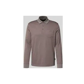 Poloshirt mit Label-Stitching, Mittelgrau, S