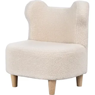 AIYAPLAY Kindersessel, Kindersofa mit Teddyfleece-Optik, Bärenform Kinderstuhl mit Holzbeine für Kinderzimmer, Spielzimmer, Beige   Aosom