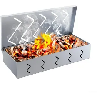 HpLive Edelstahl Grillbox mit 90° Klappdeckel, Geräucherbox für Gasgrill Holzkohlegrill Elektrogrill Räucherbox BBQ Smokerbox Aromabox