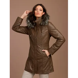 Lederjacke MAINPOL, Damen, Gr. 36, braun, 100% Lammnappaleder, Pelzimitat:100% Polyester, Wattierung:100% Polyester, unifarben, Jacken