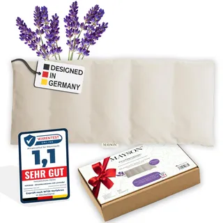 MAYSON® BIO Kirschkernkissen mit Lavendel - Mikrowellengeeignetes Wärmekissen - mit Waschbarem Flauschbezug - 100% Baumwolle - 50x20cm - Handgefertigt mit Liebe - Beige/Rot (Beige XXL)