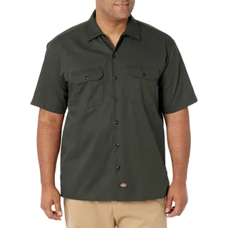 Dickies Herren Regular Fit Freizeit Hemd Shrt/S Work Shirt, Kurzarm, Grün (Olive Green OG), Gr. Medium (Herstellergröße: M) - M
