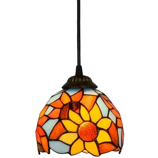 Tiffany Pendelleuchte Deko Leuchte Vintage Buntglas Hängelampe Höheverstellbar Esstischlampe Küchenlampen Retro Pendellampe Wohnzimmer Hängeleuchte Schlafzimmer Keller Loft Cafe Bar,E27,Φ15cm