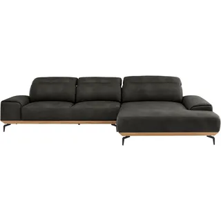 Musterring Wohnlandschaft MUSTERRING "MR 2490 Ecksofa mit erstklassigem Sitzkomfort, Long-Life-Leder", schwarz (anthrazit, s), B:342cm T:207cm, Sofas, Wohnlandschaft, Fuß schwarz, Sitzhöhe 48cm, wahlweise mit Funktionen, Maße 342x207 cm